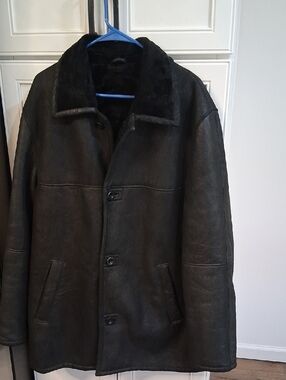Studio Black Genuine Lambskin Leather Coat EU 54